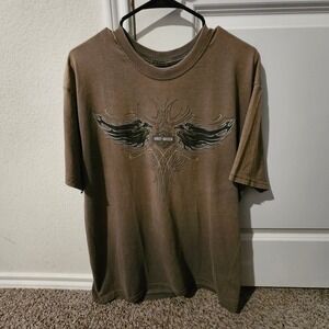 Harley Davidson of Cartersville GA Men's Brown Graphic T Shirt Size L